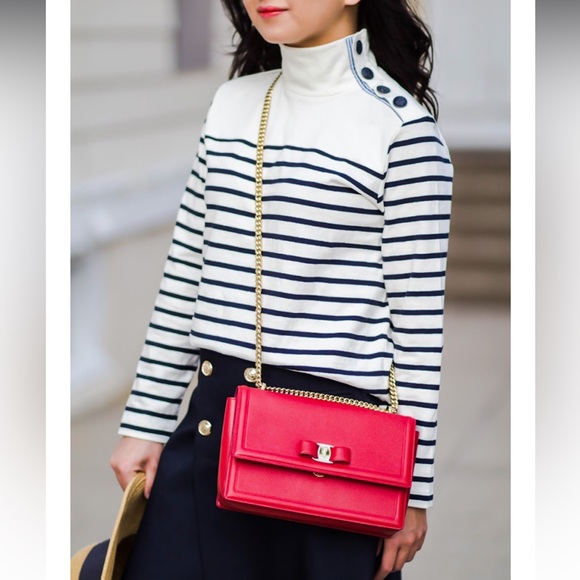 J. Crew Striped Button Shoulder Turtleneck Knit Top NWT - Picture 3 of 7